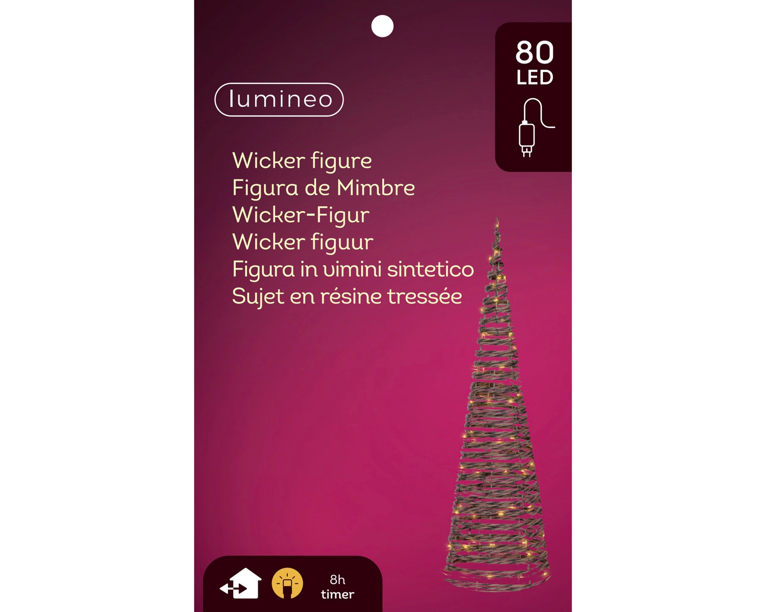 Lumineo micro LED kegel rotan buiten 60cm - bruin - klassiek warm