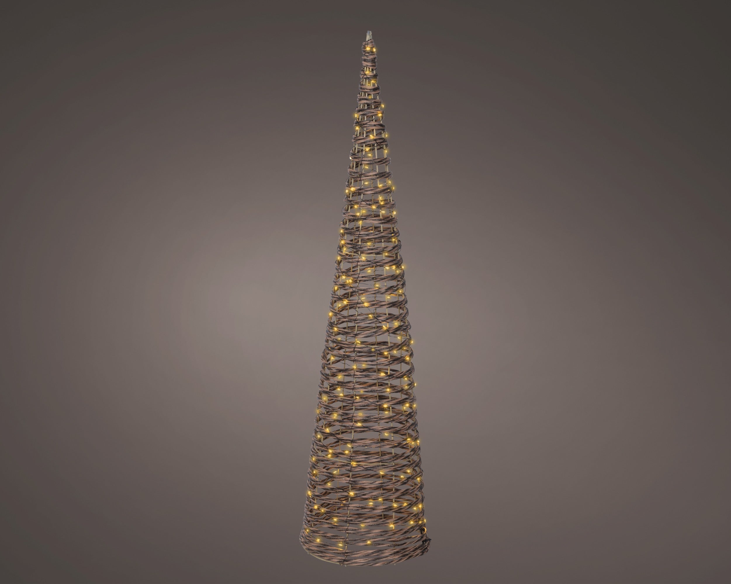 Lumineo micro LED kegel rotan buiten 90cm - bruin - klassiek warm