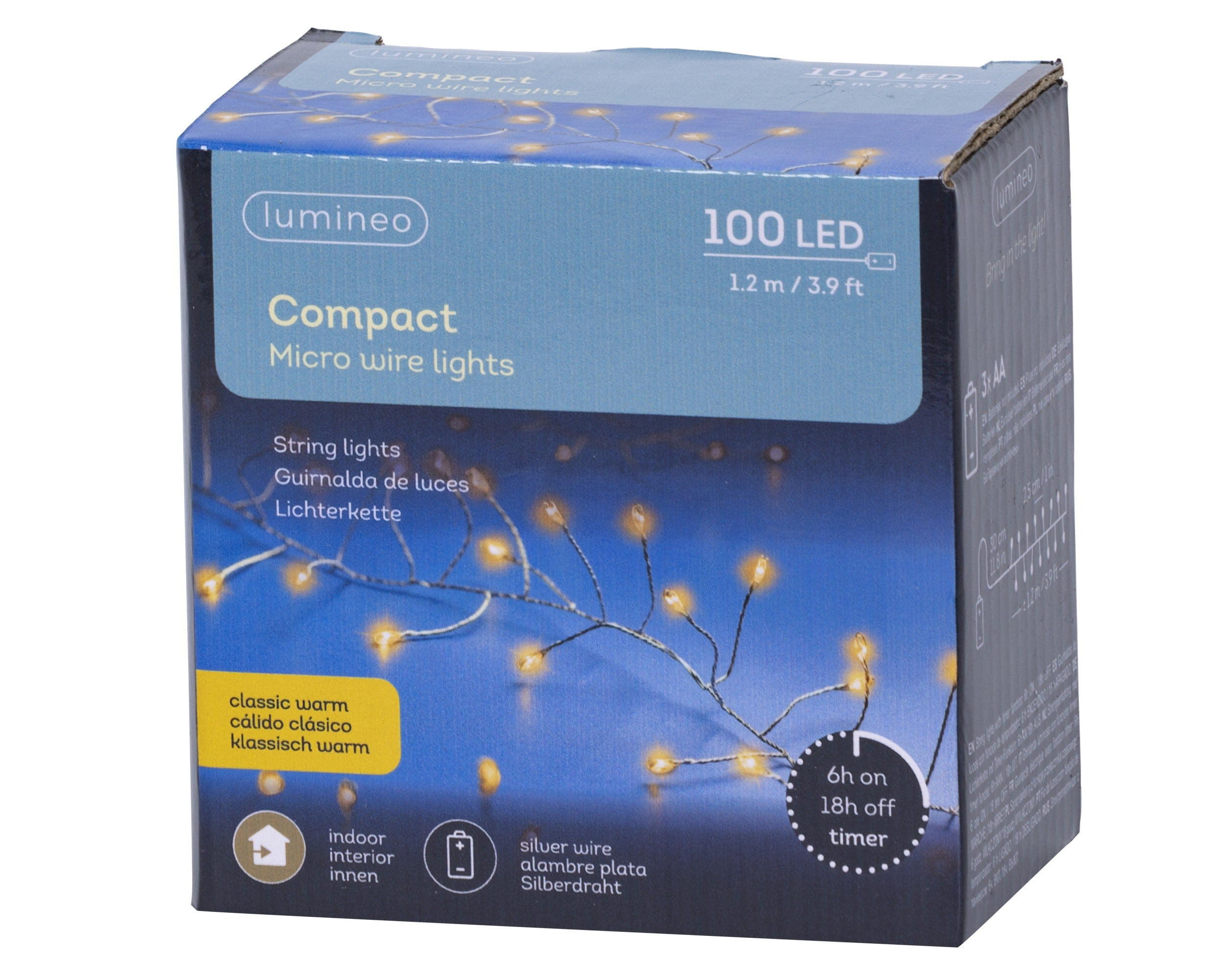Lumineo micro LED compact lights binnen 120cm 100L - klassiek warm