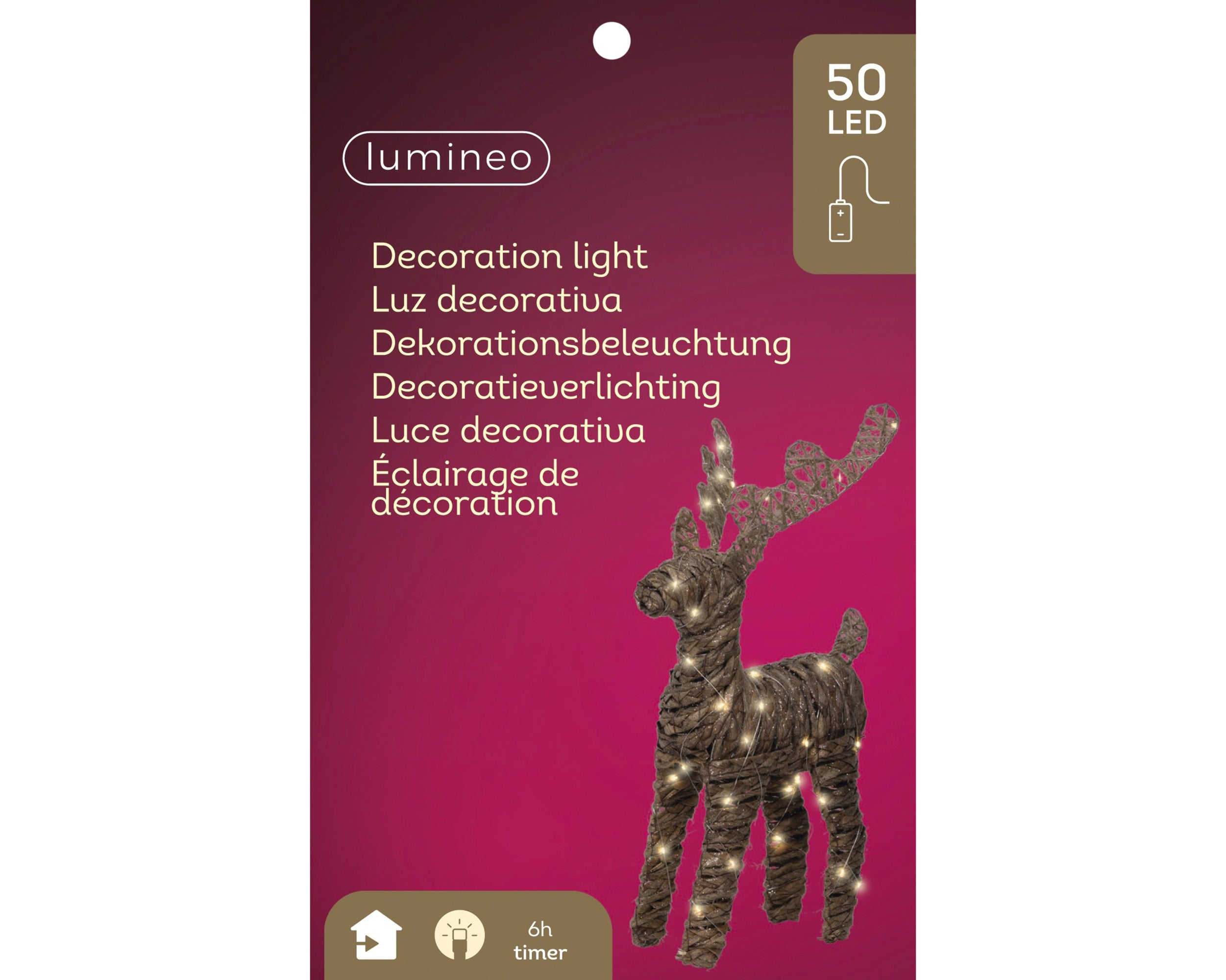 Lumineo micro LED rendier binnen 30x55cm - bruin - warm wit