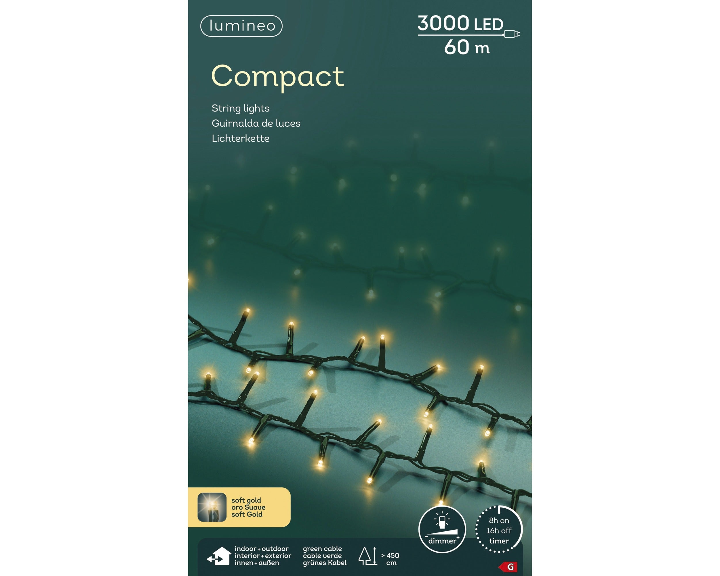 Lumineo LED compact 6000cm 3000L - groen/soft gold  - kerstverlichting