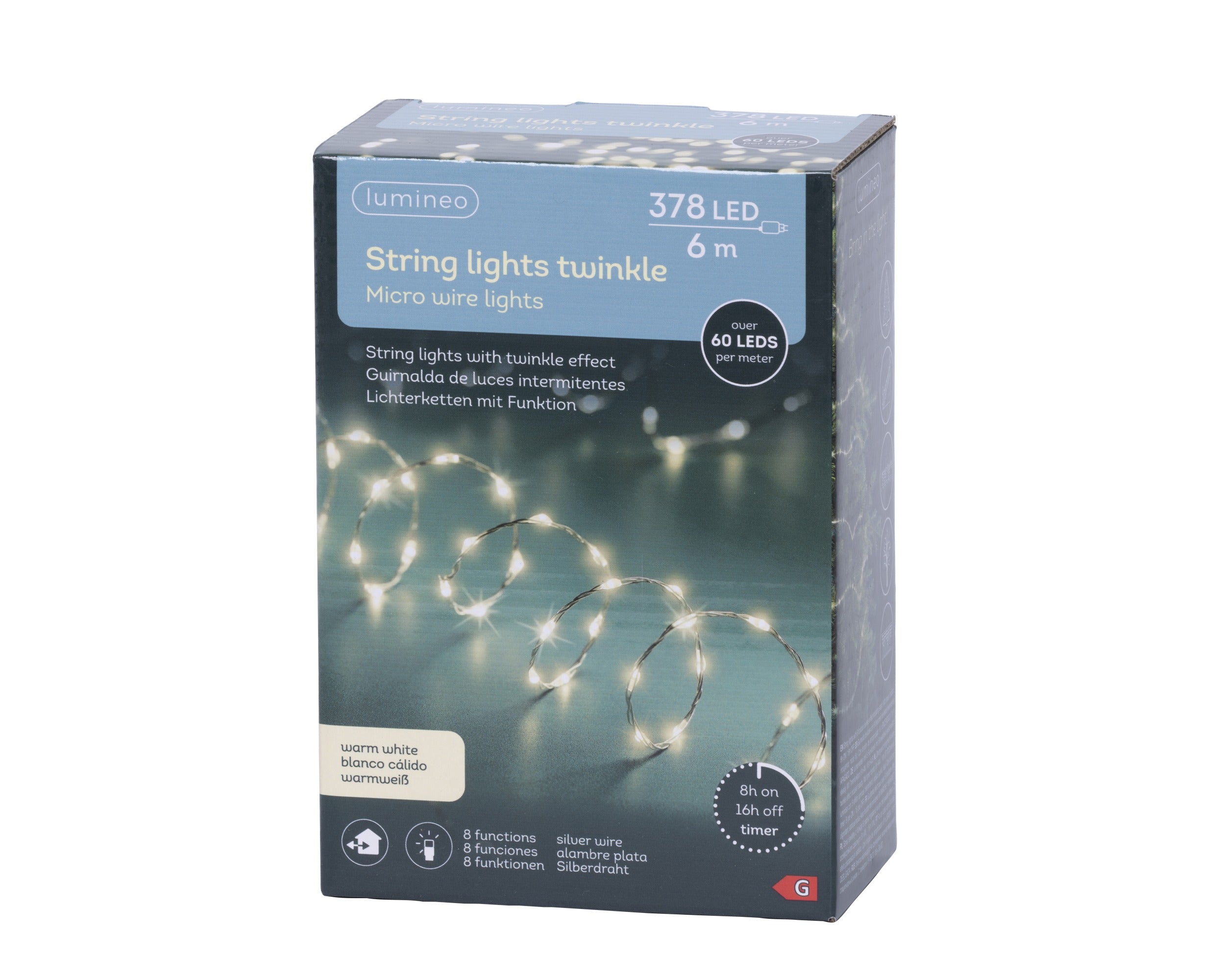 Lumineo micro LED extra dense twinkel 600cm 378L - zilver/warm wit - kerstverlichting