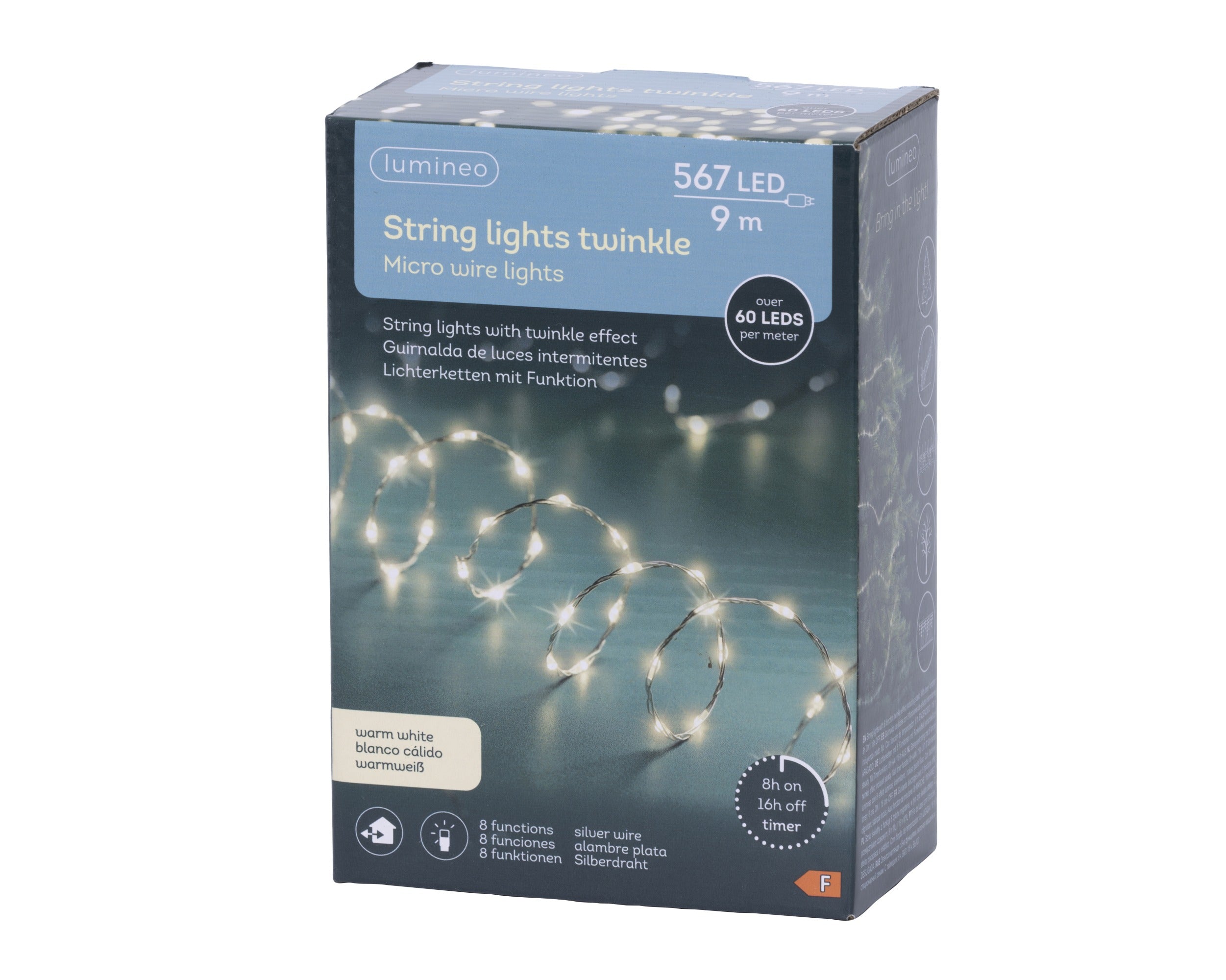 Lumineo micro LED extra dense twinkel 900cm 567L - zilver/warm wit - kerstverlichting
