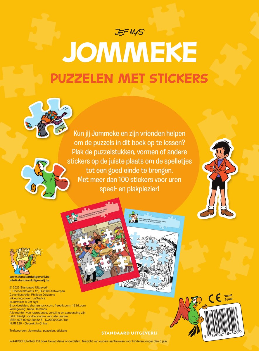 Jommeke spelboek - Puzzelen met stickers (+6j.)