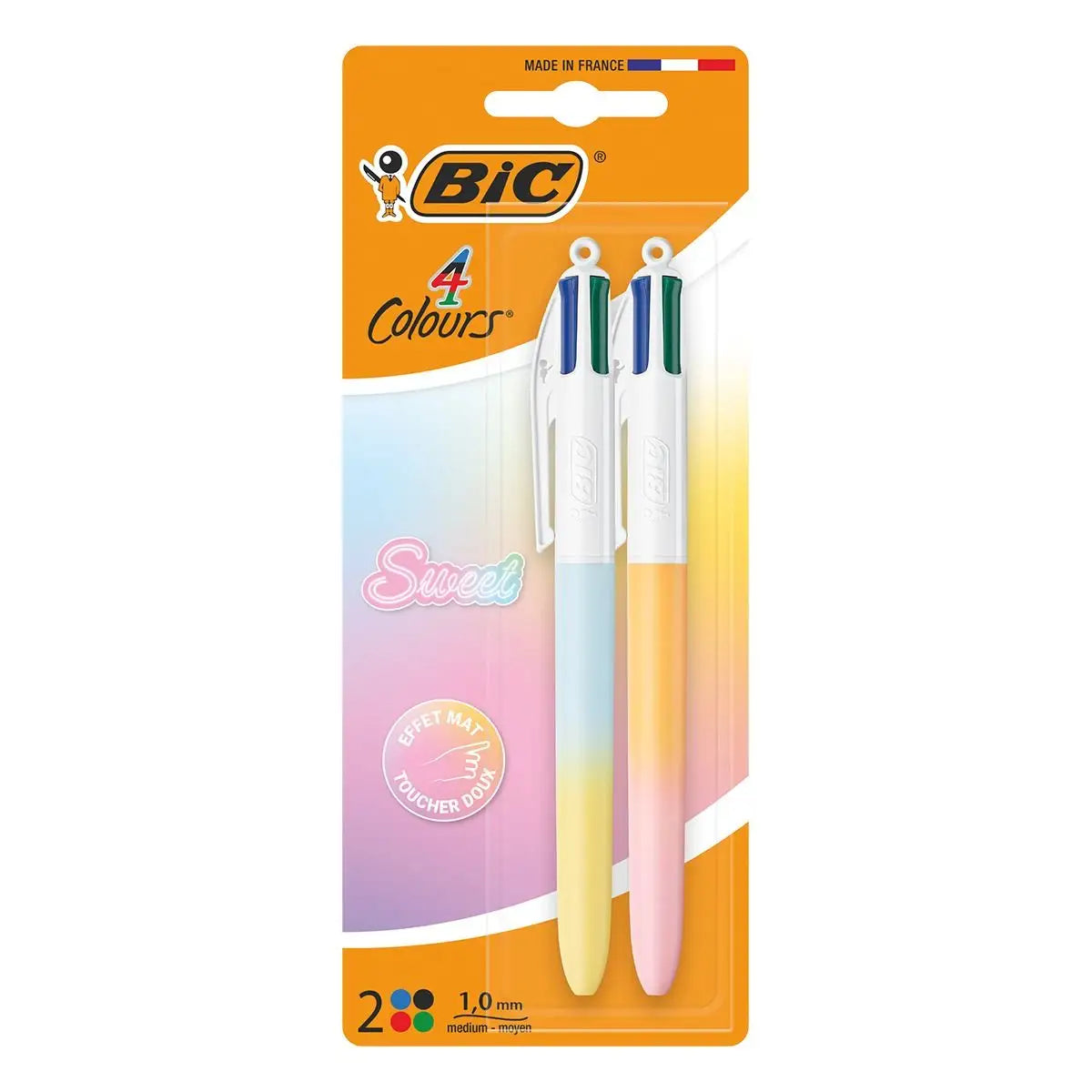 BIC 4kleuren balpen 2st.- sweet soft pastel