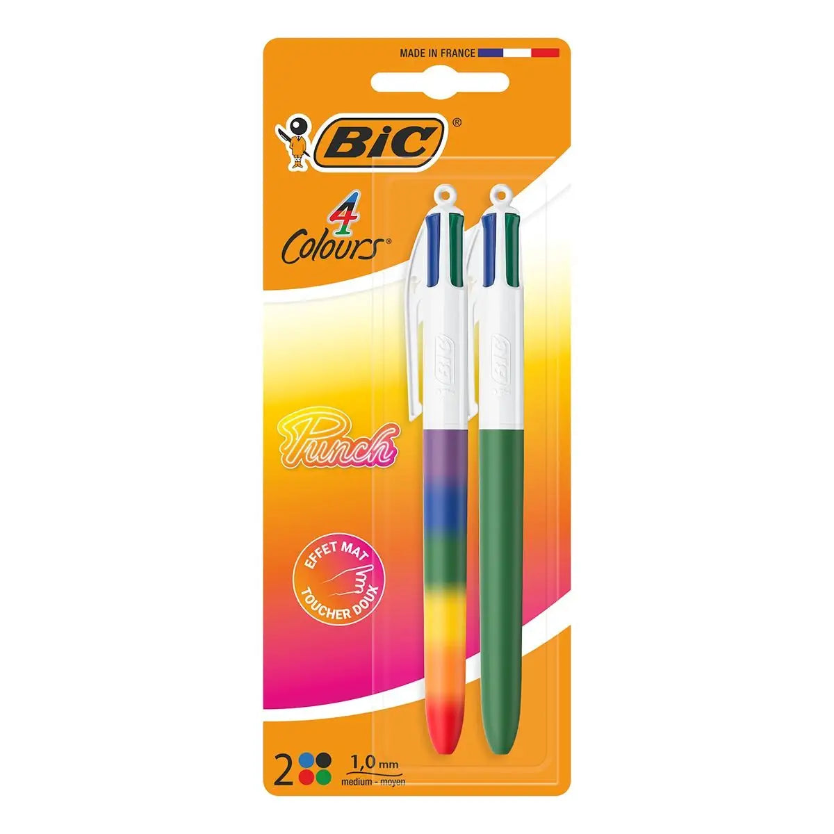BIC 4kleuren balpen 2st.- rainbow + uni