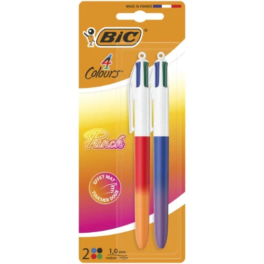 BIC 4kleuren balpen 2st.- vif bicolor