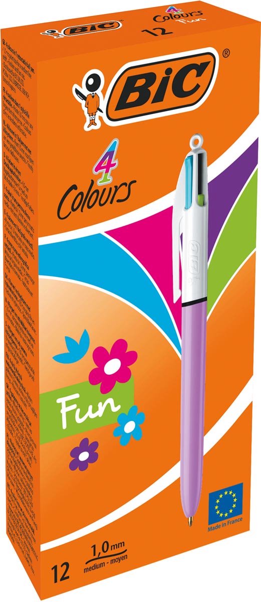 BIC Balpen 4kleuren fun - paars