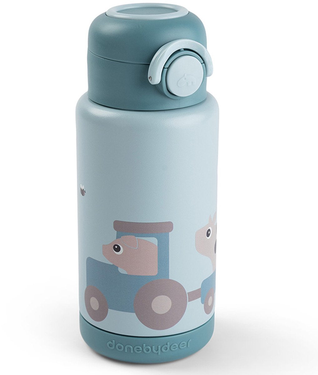 Done By Deer isoleerfles 340ml - tiny farm blue