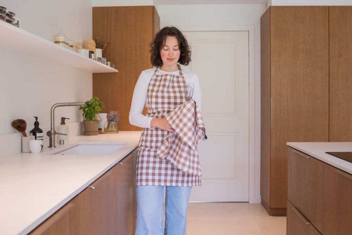 TISECO Gingham keukenhanddoeken 2st.- 50x70cm - cognac