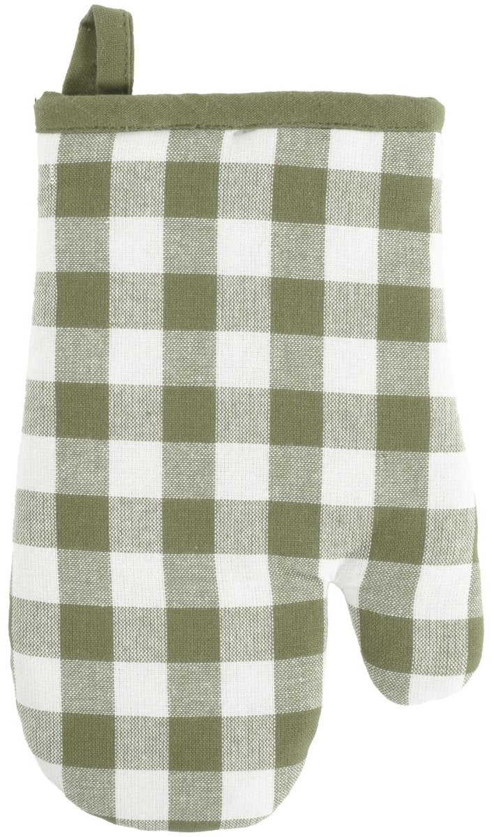 TISECO Gingham ovenwant - 28x18cm - olijfgroen