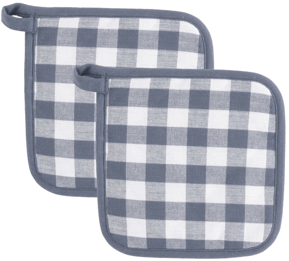TISECO Gingham pannenlappen 2st.- 20x20cm - blauw