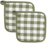 TISECO Gingham pannenlappen 2st.- 20x20cm - olijfgroen