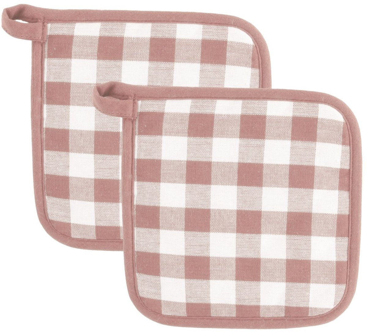TISECO Gingham pannenlappen 2st.- 20x20cm - roze