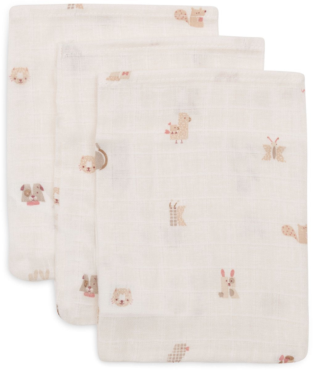 JOLLEIN Hydrofiel washandje 15x20cm - Animal Friends - 3st