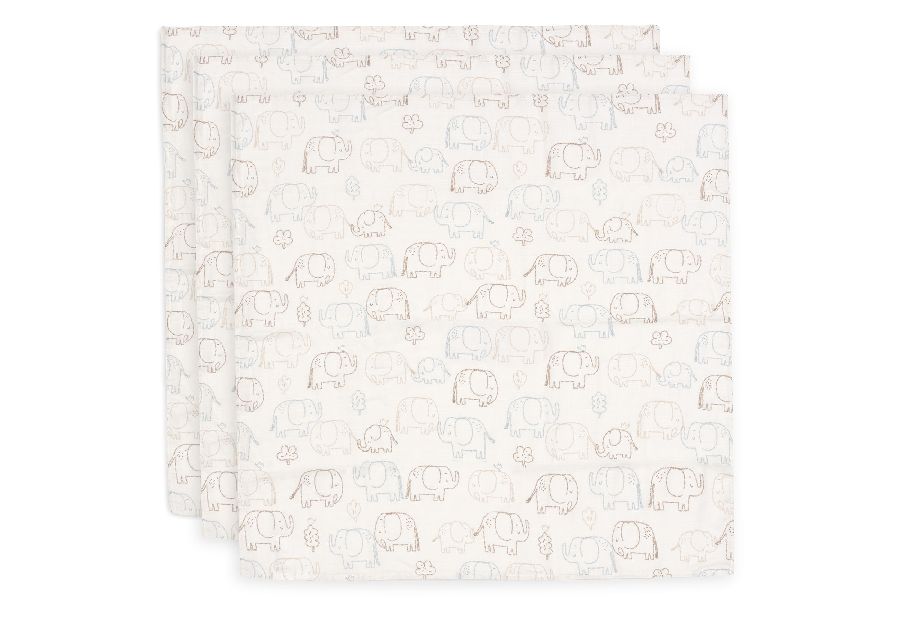 JOLLEIN Hydrofiele doek S 70x70cm - Elephant Tales - 3st