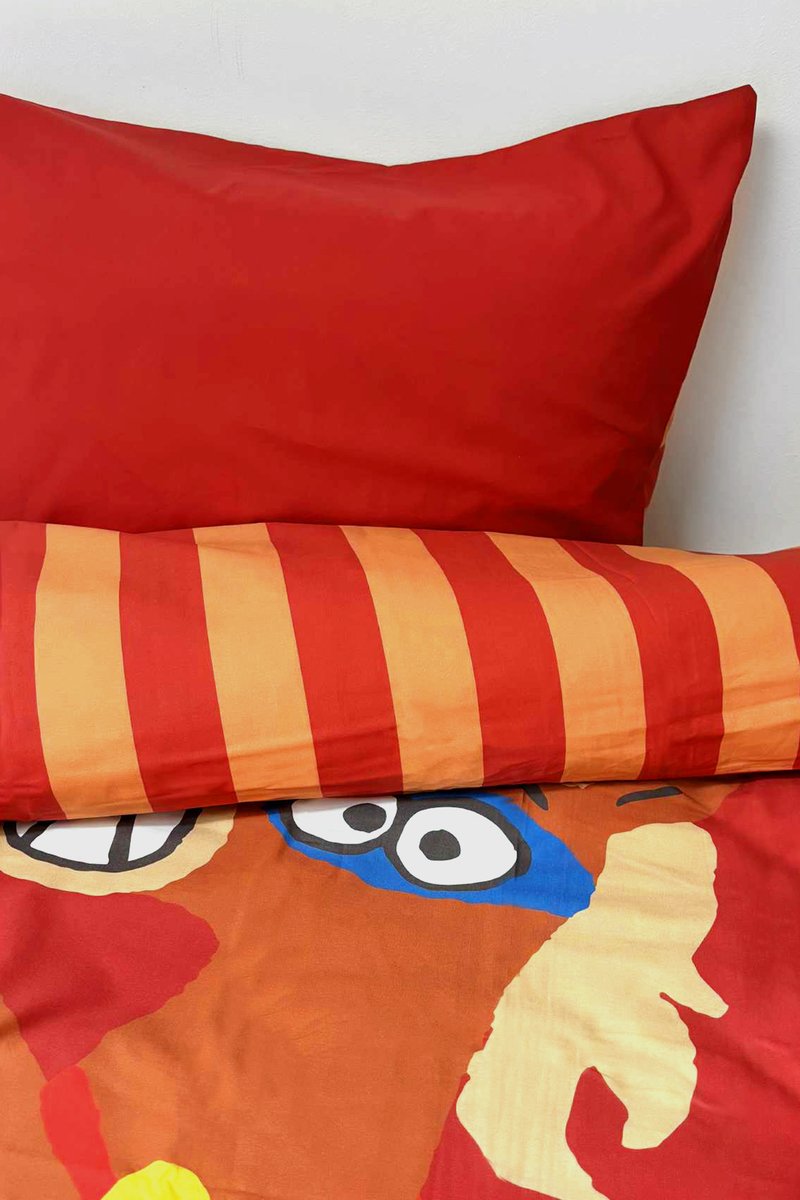 WOODY Dekbedovertrek eenpersoon - 140x220cm - rood