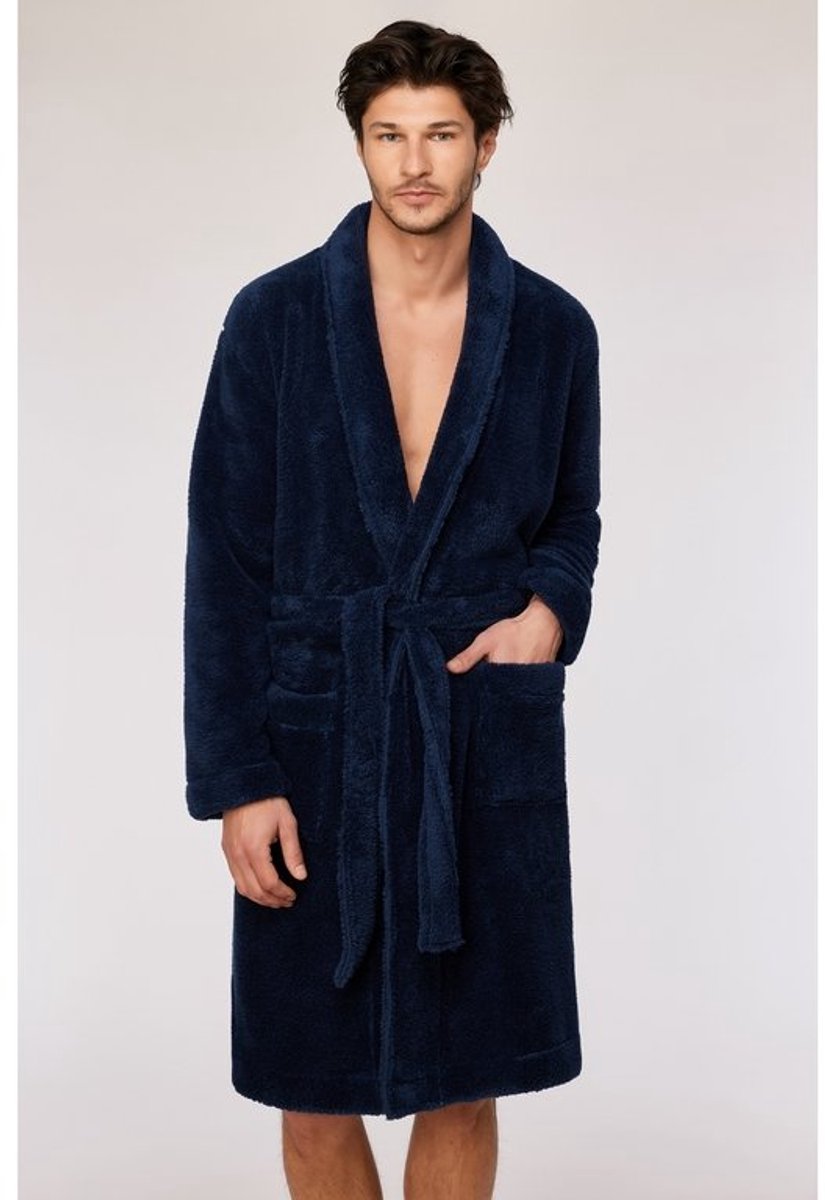 WOODY Heren kamerjas - donkerblauw - XXL