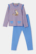 WOODY Meisjes pyjama - blauw-/ roze streep - 4Y