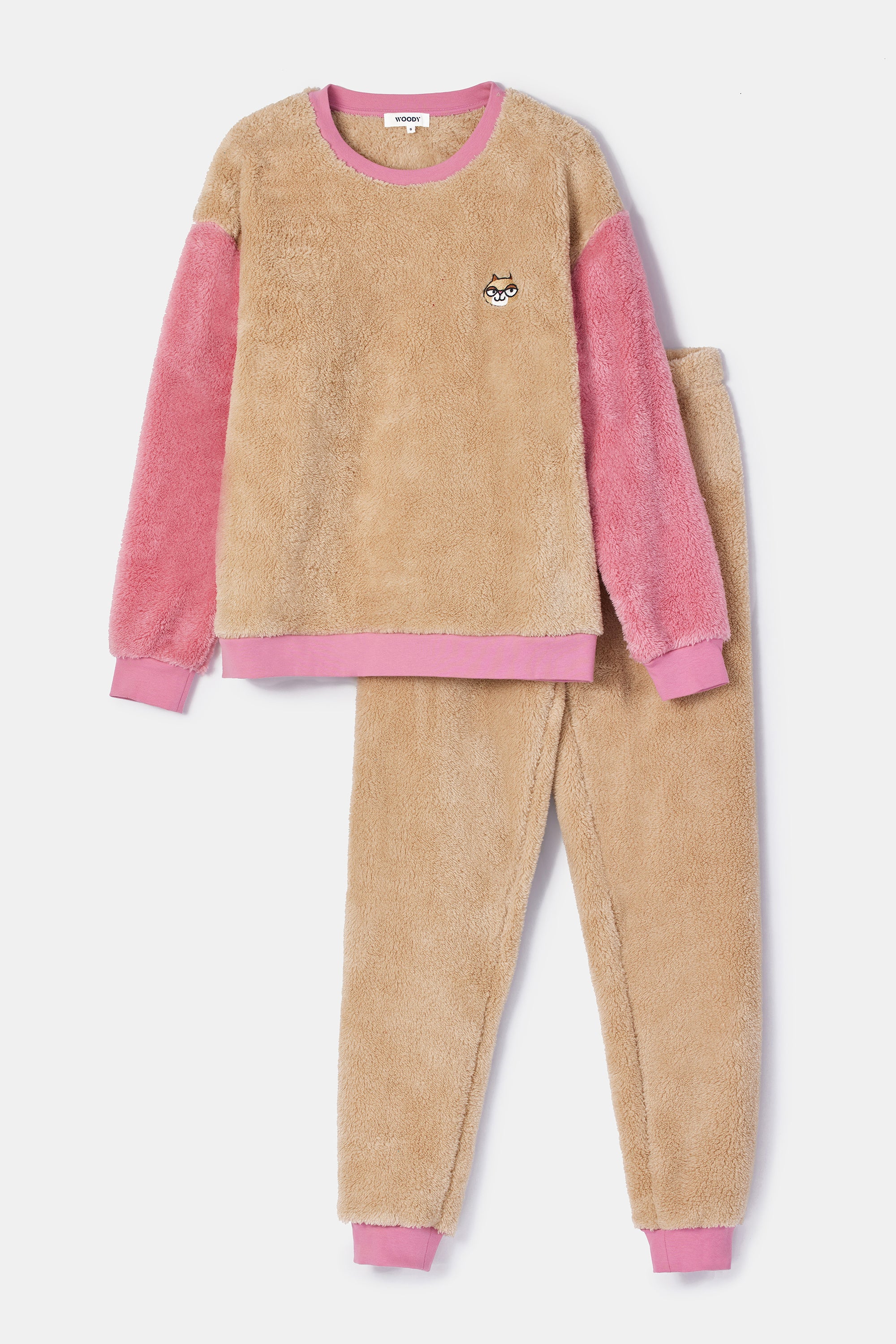 WOODY Unisex sweater en broek - beige - 16Y