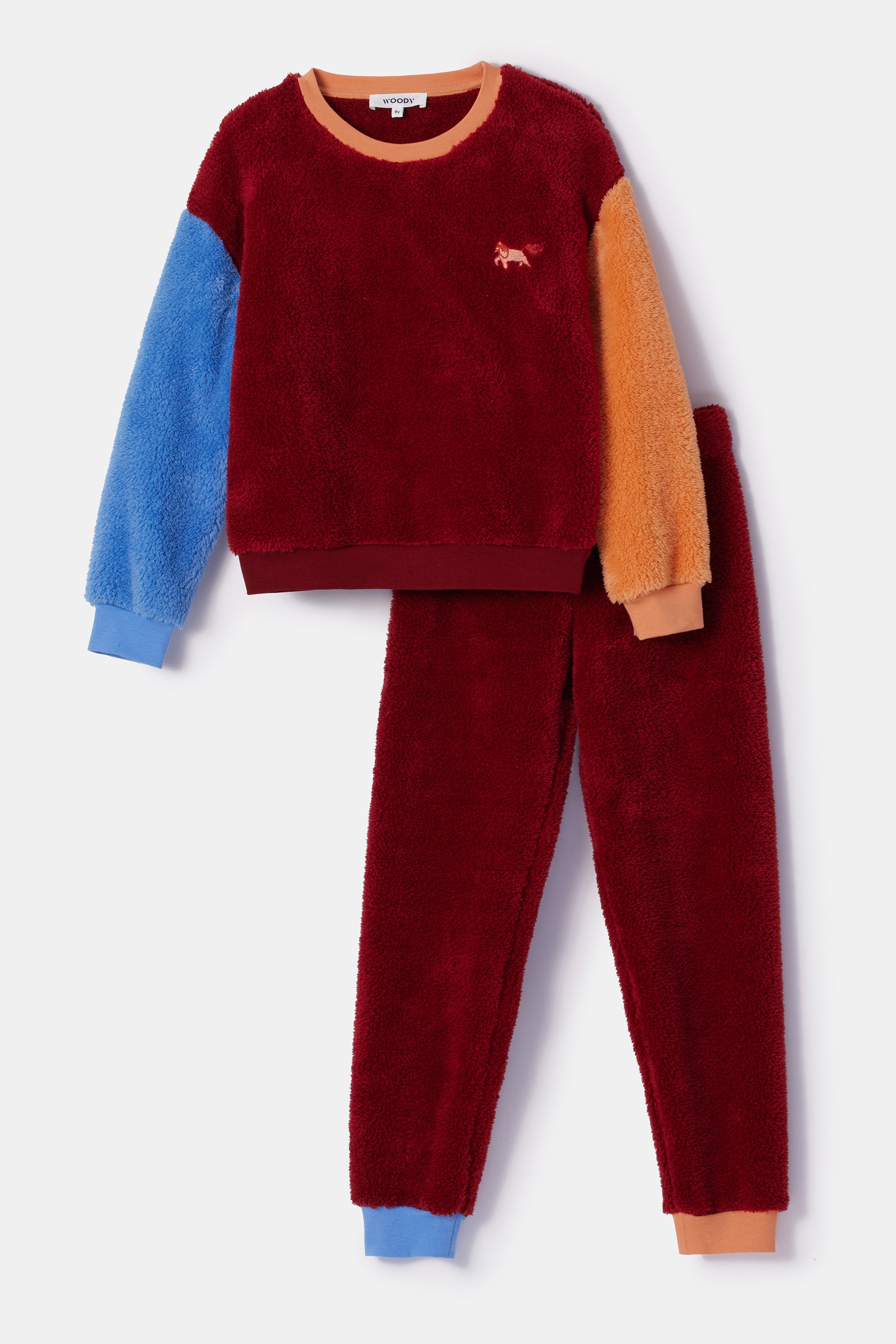 WOODY Unisex sweater en broek - donkerrood - L