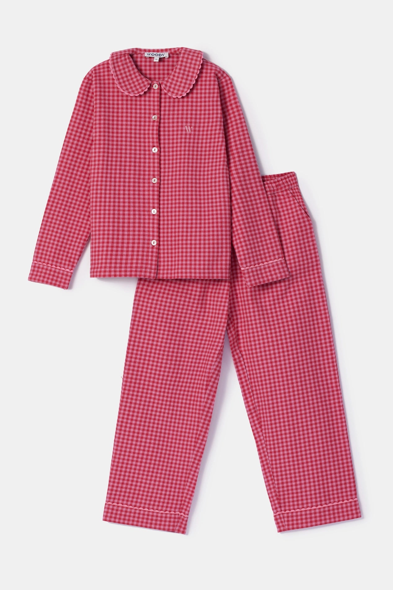 WOODY Dames pyjama - roze ruitje - L