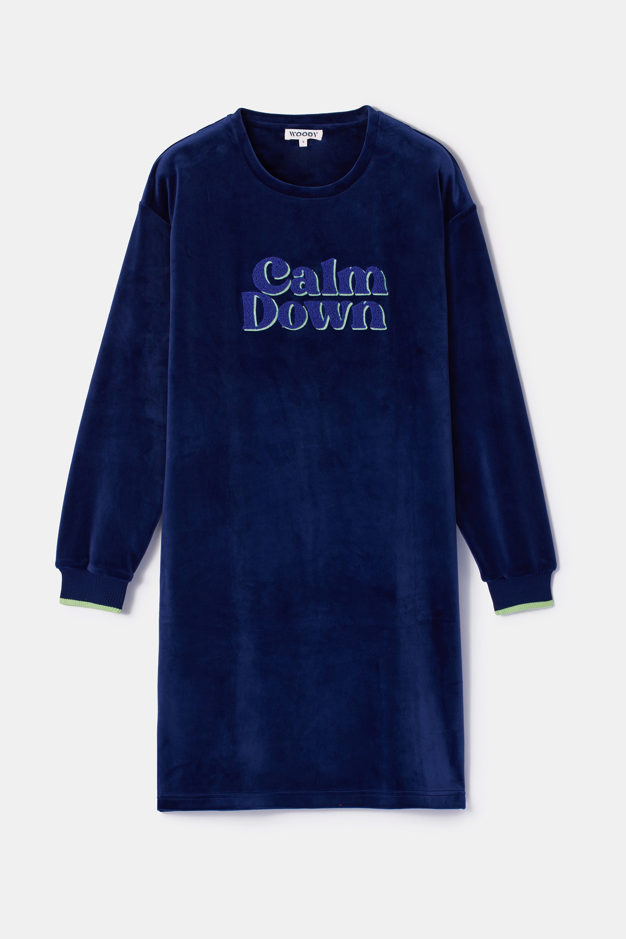 WOODY Dames slaapkleedje - donkerblauw - XL