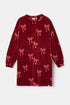WOODY Meisjes slaapkleedje - bordeaux strikkenprint - 6Y