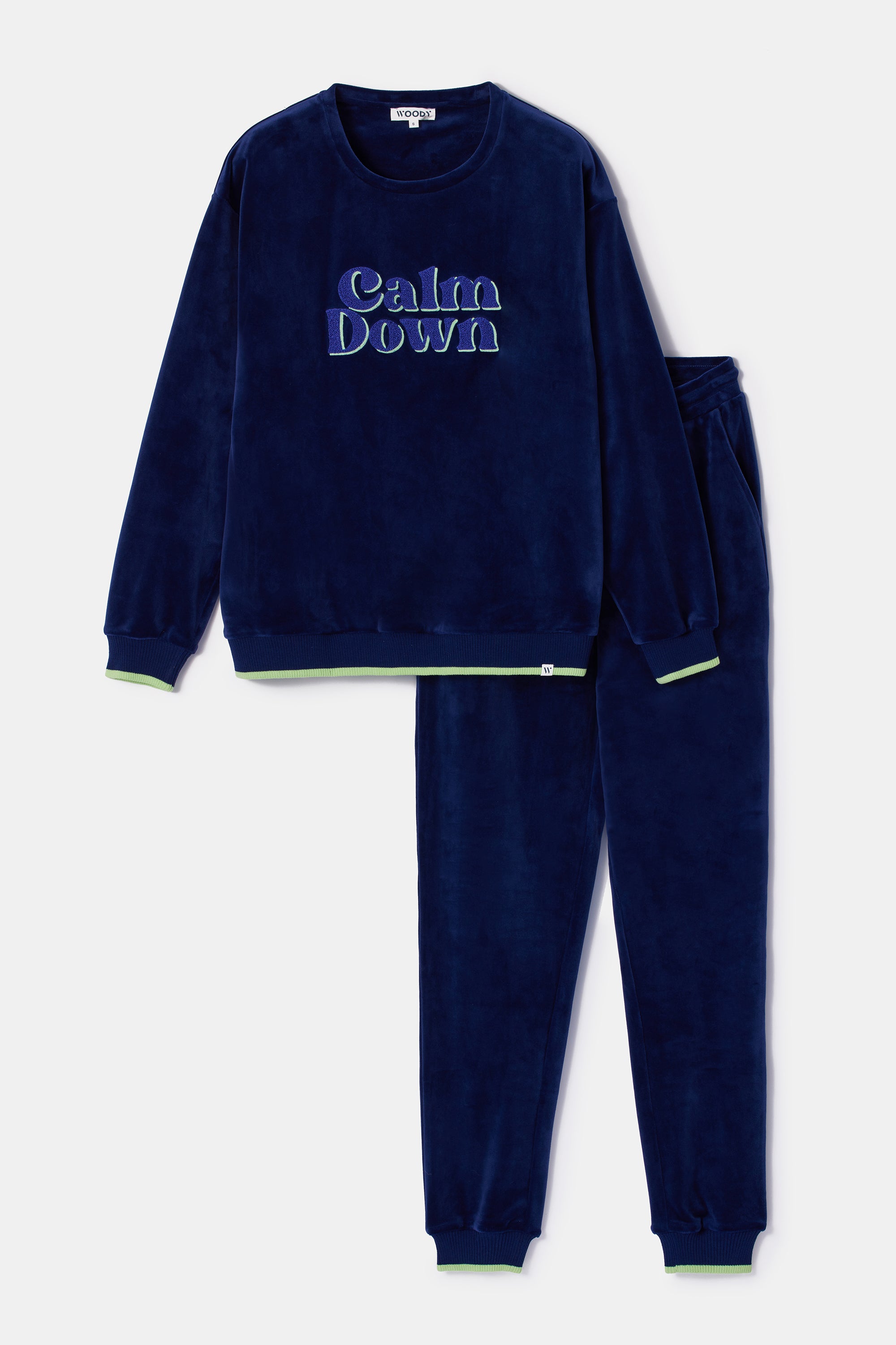 WOODY Dames pyjama - donkerblauw - L