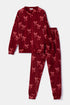 WOODY Dames pyjama - bordeaux strikkenprint - M