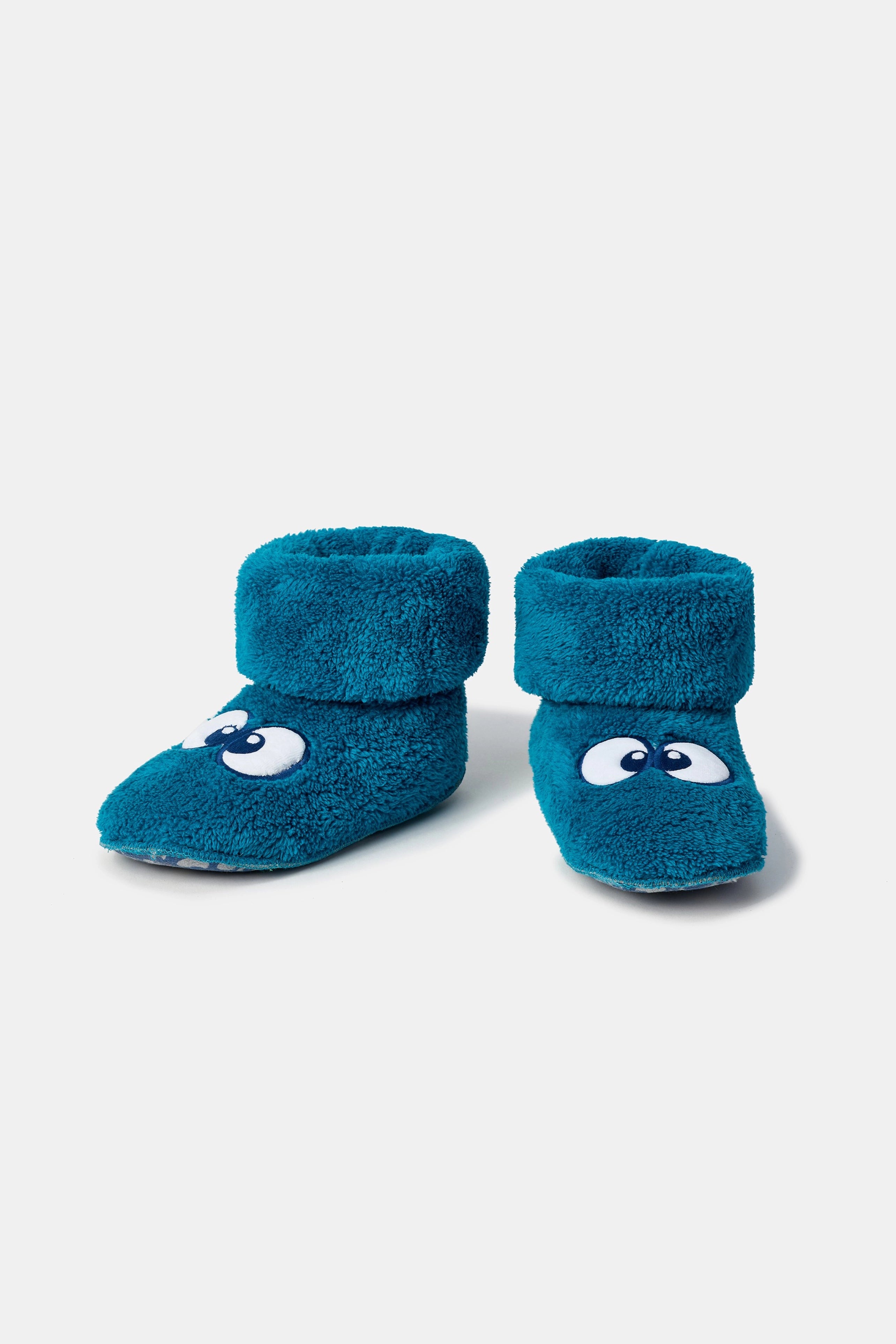 WOODY Pantoffels oogjes - groenblauw - 22/26