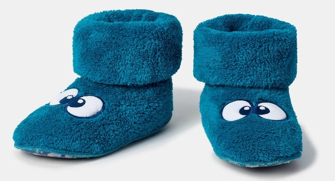 WOODY Pantoffels oogjes - groenblauw - 34/37