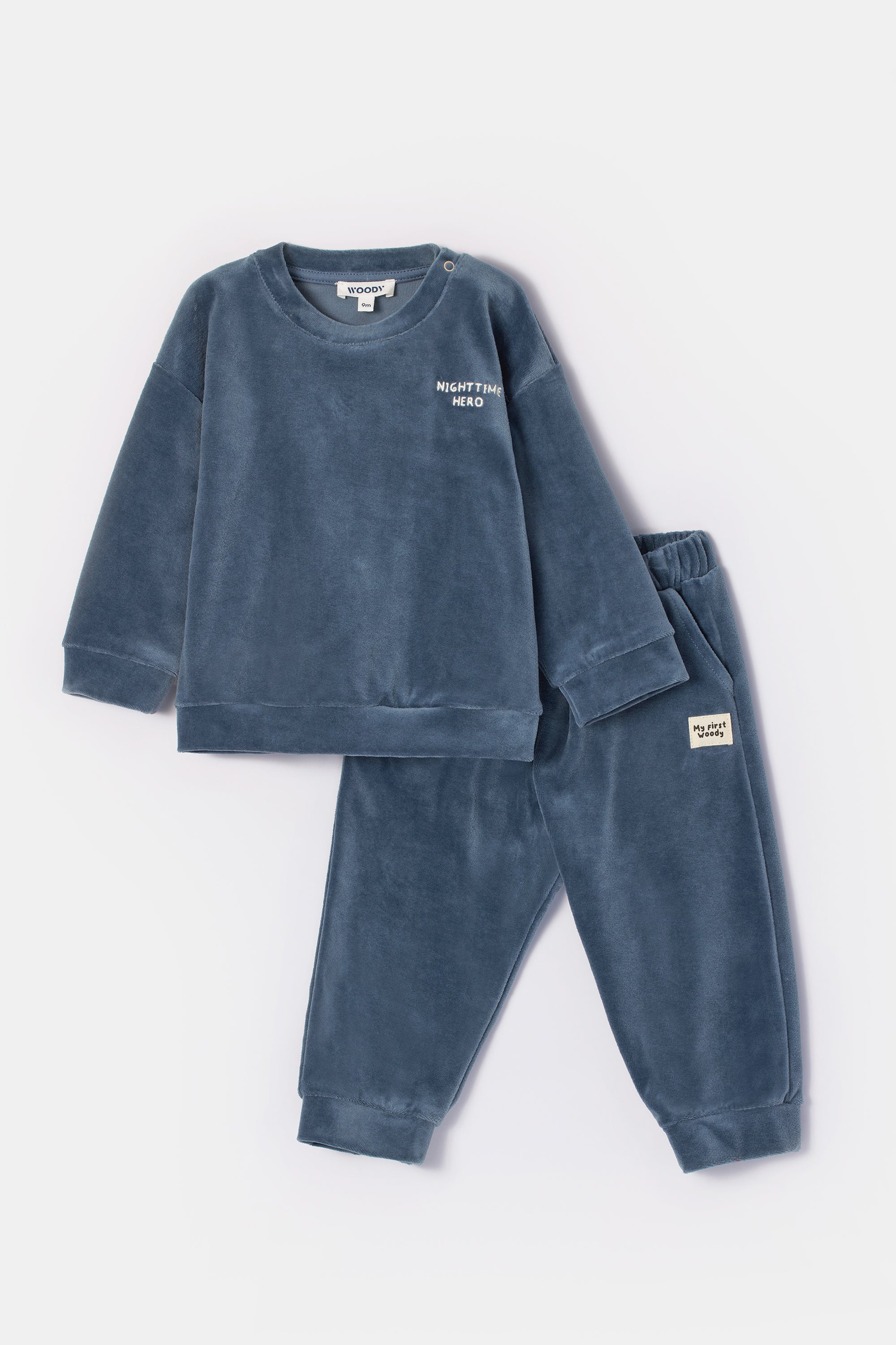 WOODY Unisex pyjama - blauwgrijs - 4Y