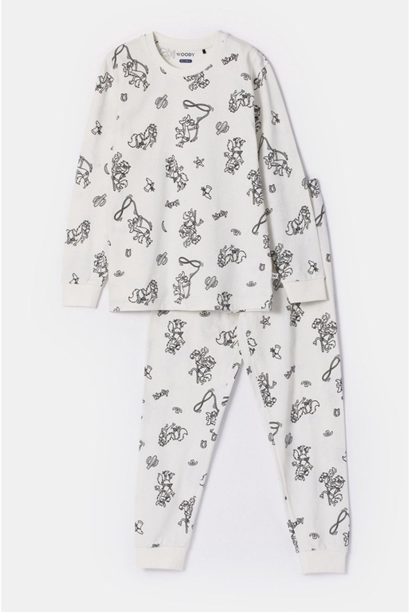 WOODY Unisex pyjama - inkleurprint pony - 8Y