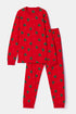 WOODY Heren pyjama - rode kerstbomen print - L