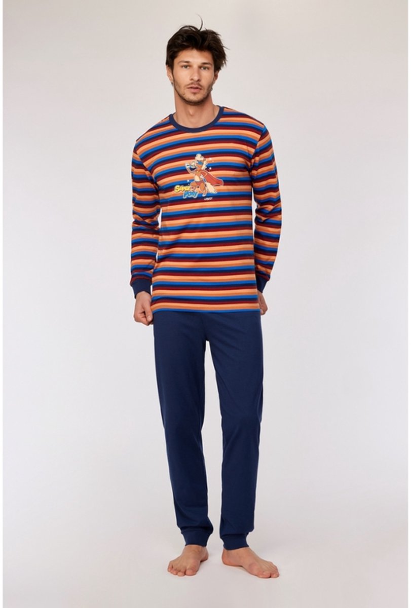 WOODY Heren pyjama - multicolor streep - L