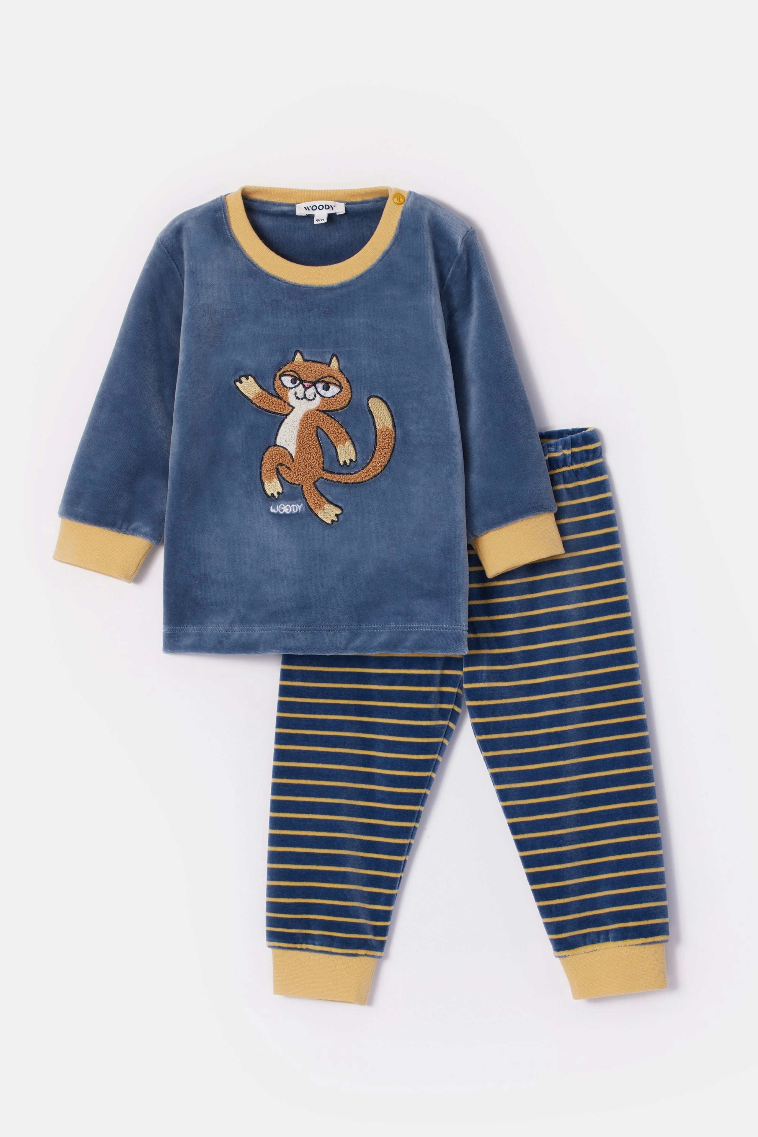 WOODY Jongens pyjama - blauwgrijs - 3Y