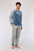 WOODY Heren pyjama - blauwgrijs - L