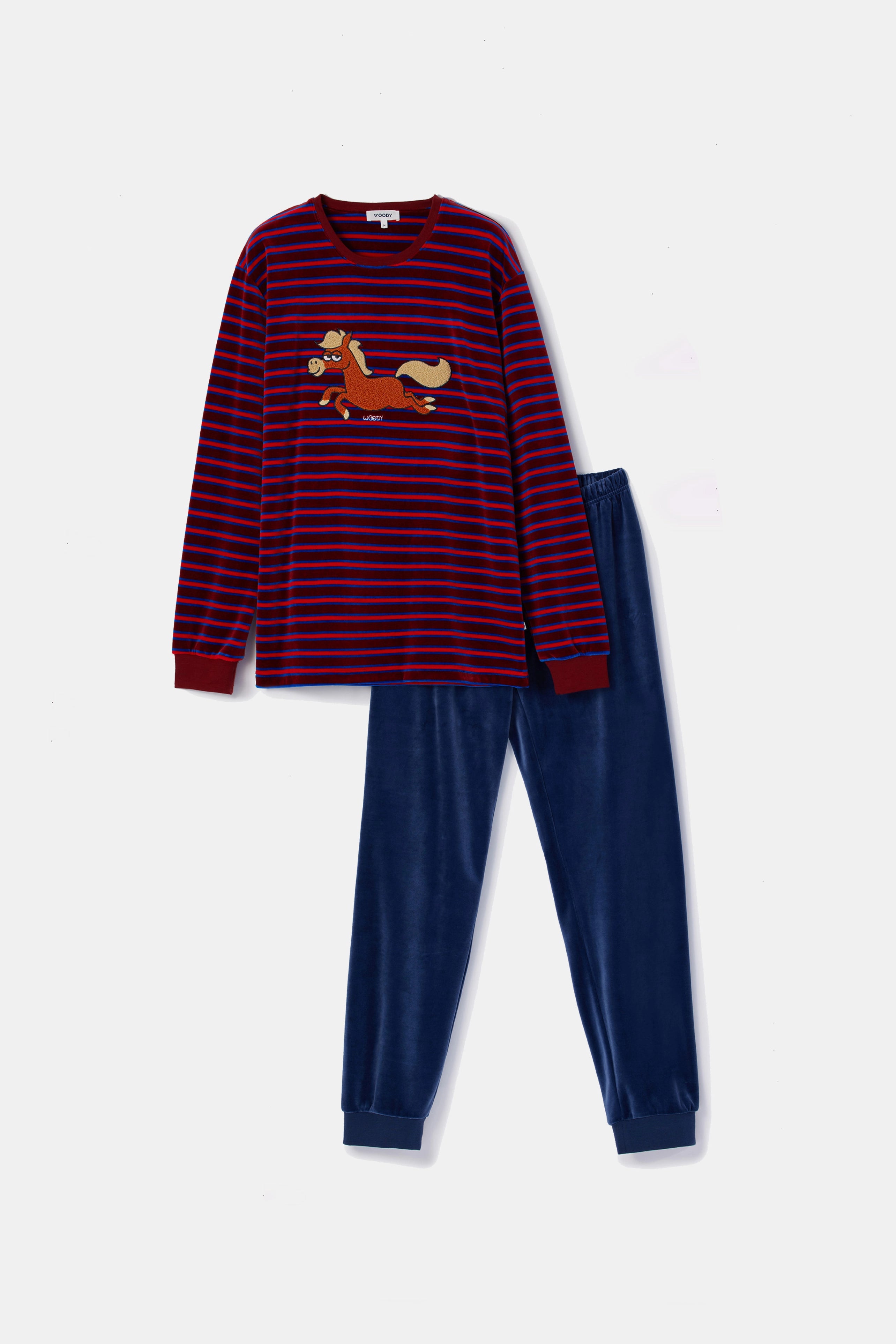 WOODY Jongens pyjama - rode streep - 3Y