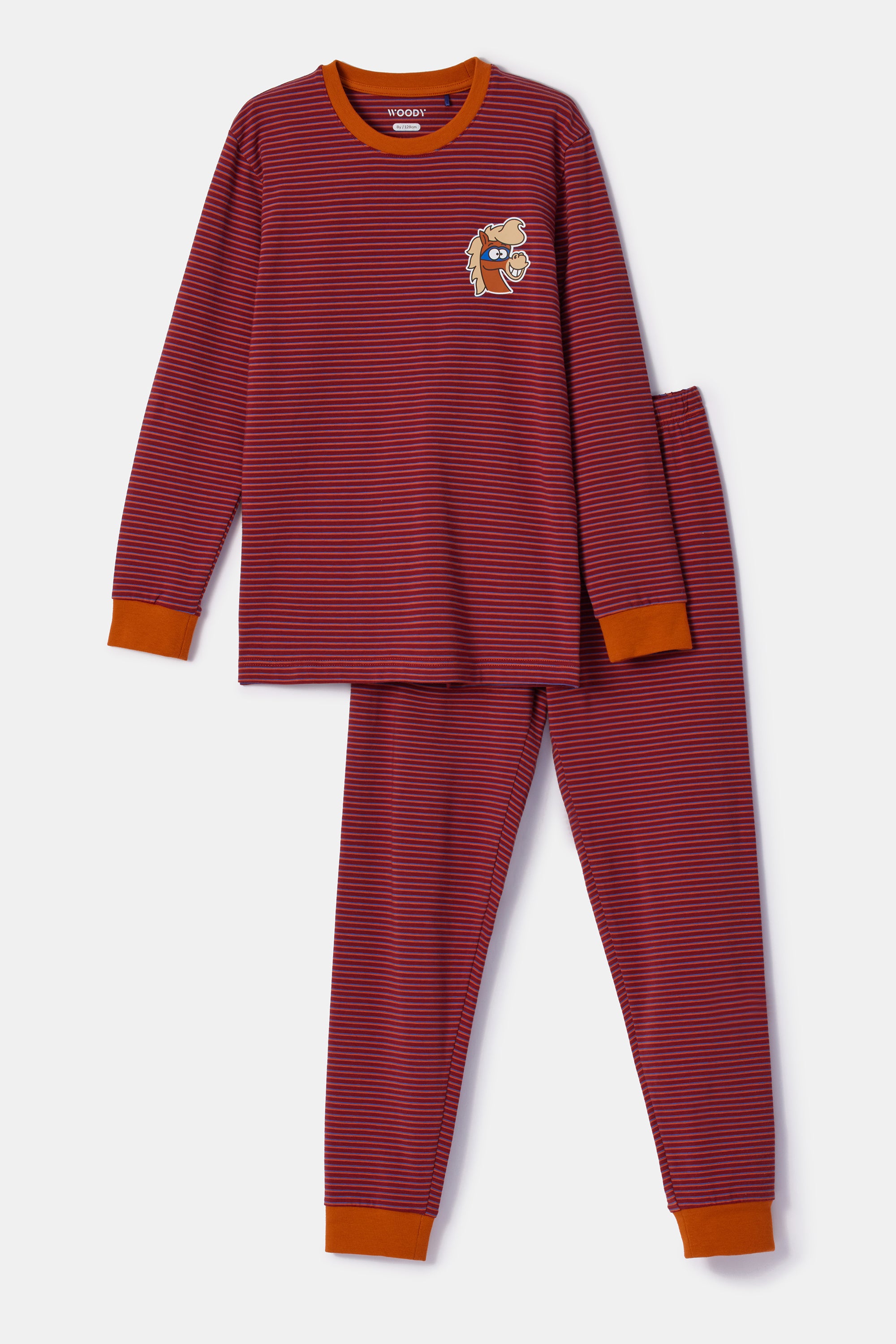 WOODY Jongens pyjama - rode streep - 12Y