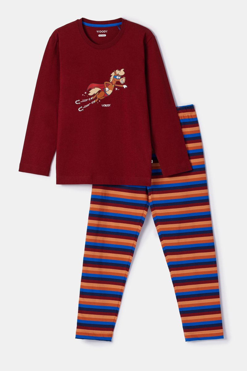 WOODY Jongens pyjama - donkerrood - 8Y