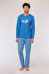 WOODY Heren pyjama - blauw - M