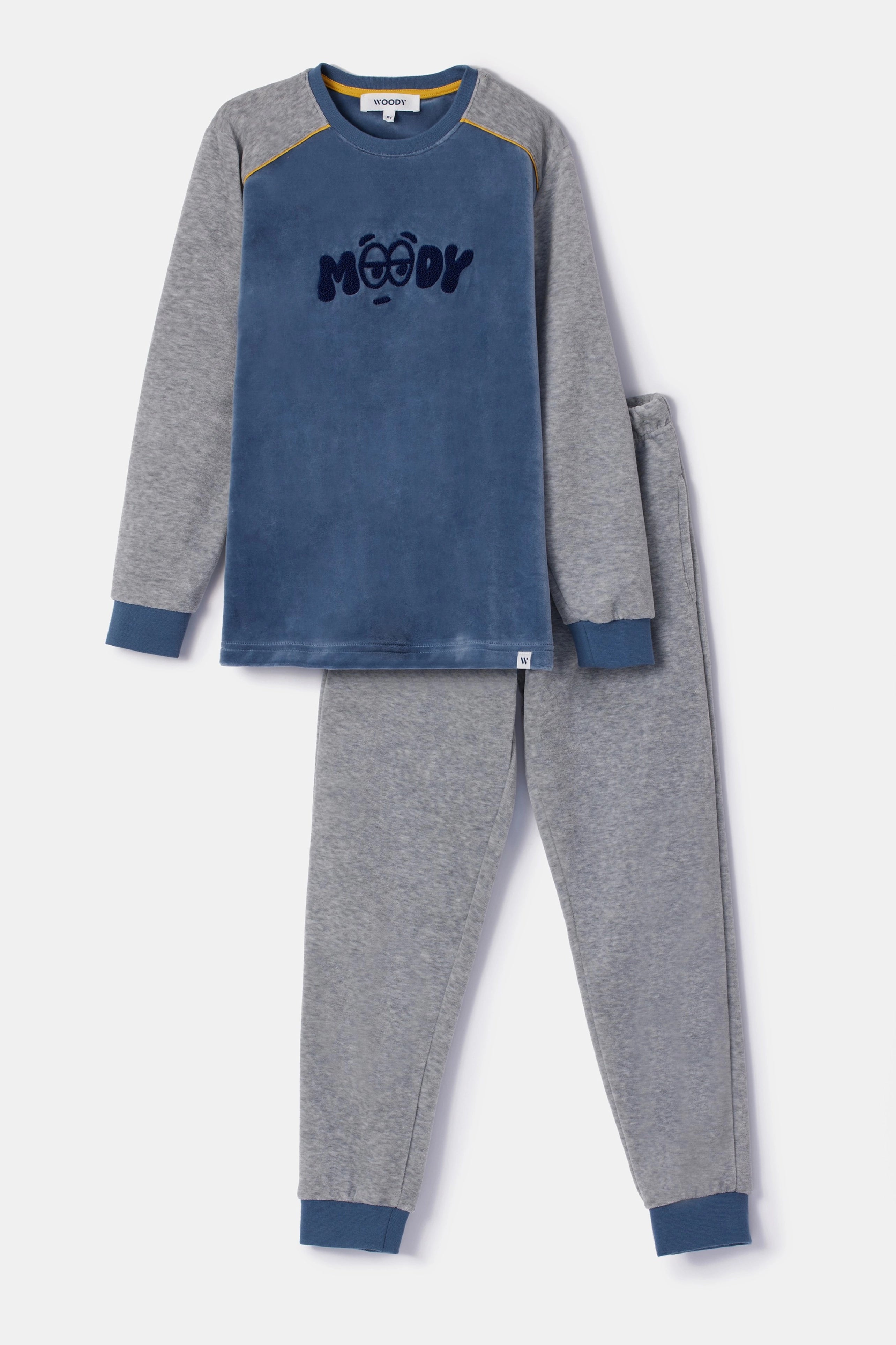 WOODY Jongens pyjama - blauwgrijs - 14Y