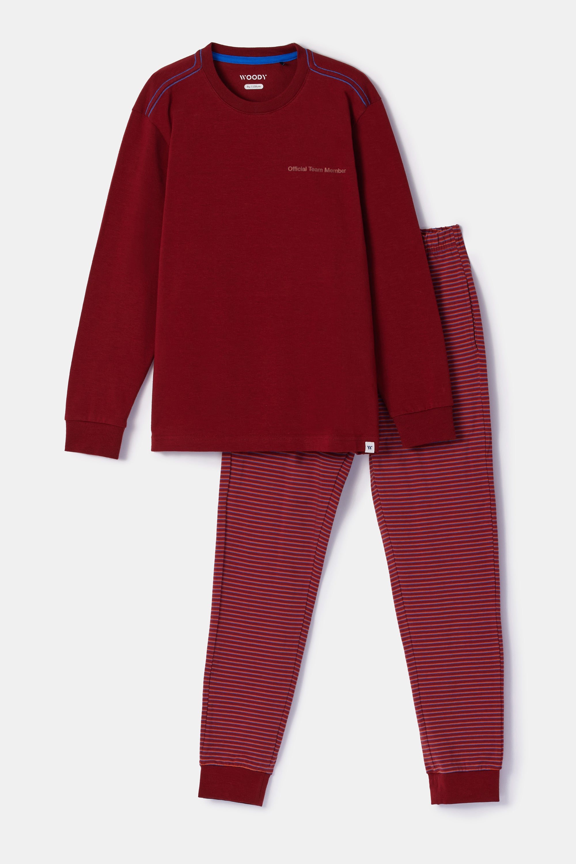 WOODY Jongens pyjama - donkerrood - 12Y