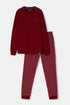 WOODY Heren pyjama - donkerrood - S