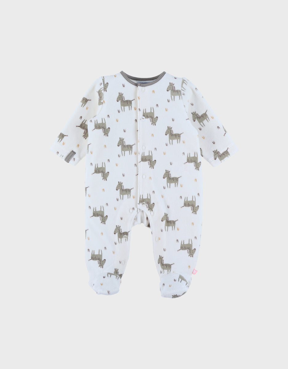 NOUKIES babypyjama SWEET ZEBRA - fluweel zebraprint- 3M