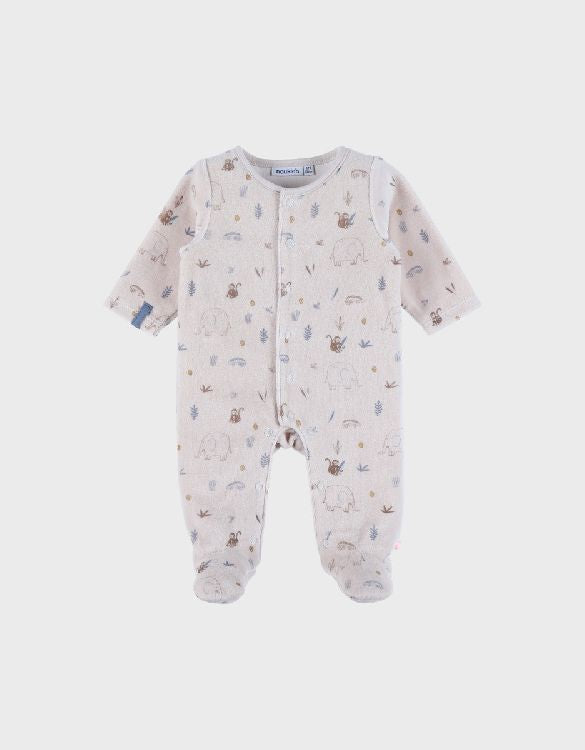 NOUKIES babypyjama JUNGLE - fluweel beige - 1M
