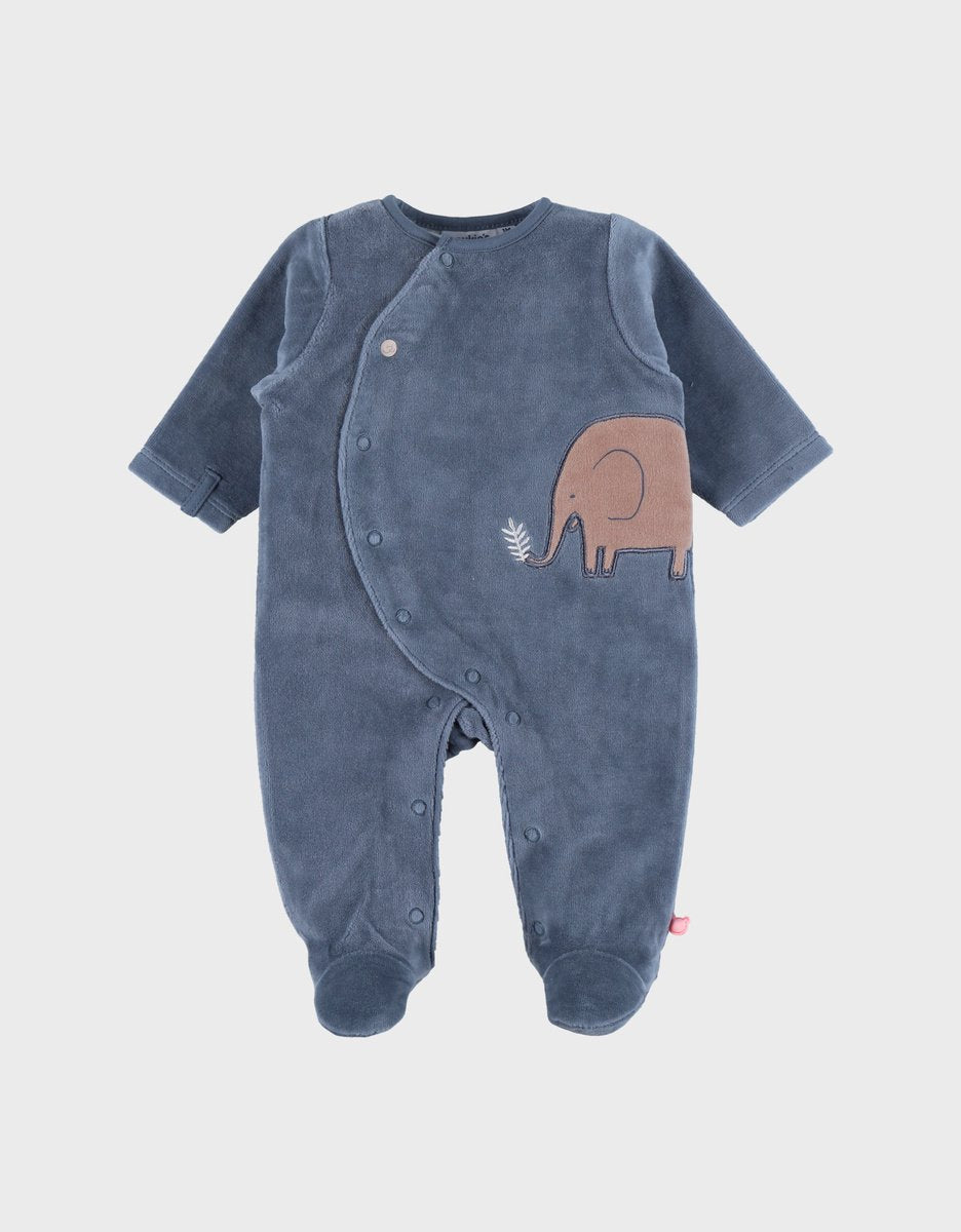 NOUKIES babypyjama JUNGLE - fluweel blauw - 0M