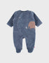 NOUKIES babypyjama JUNGLE - fluweel blauw - 1M