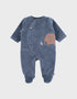 NOUKIES babypyjama JUNGLE - fluweel blauw - 3M